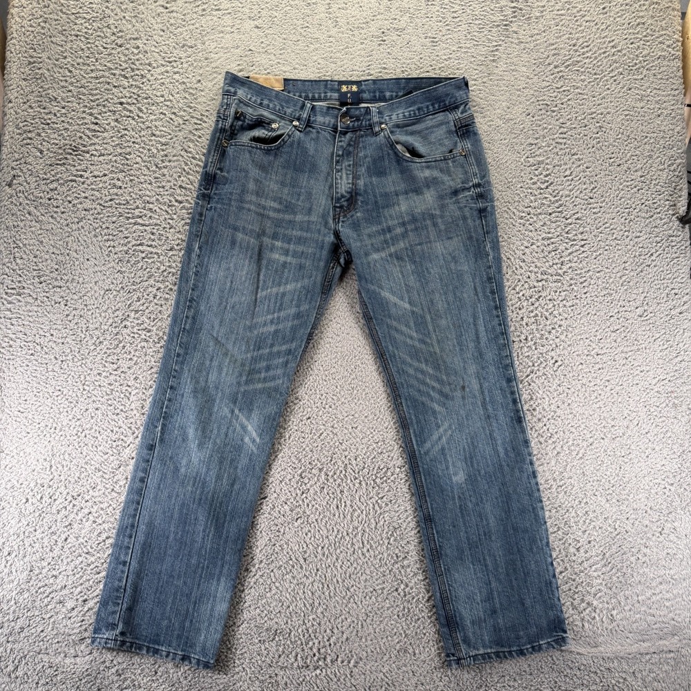 Vintage Fusai Jeans Mens 36x32 Blue Cotton Denim Straight Faded Workwear Travel